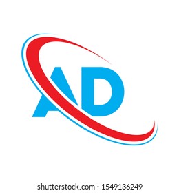 Initial letter logo colored red and blue, Vector logo design template elements for your business or company identity. AD Letter logo design, AD Letter, AD vector, AD icon, a d, a d letter, a d logo,
