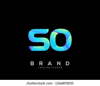 Initial letter SO logo with colorful background, letter combination logo design for creative industry, web, business and company. - Vector