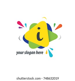Initial letter I logo with colorful splash background for business or company