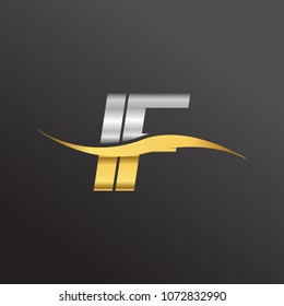 initial letter logo IF company name gold and silver color swoosh design. vector logotype for business and company identity.