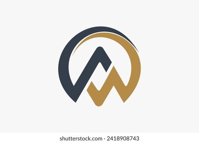 Initial Letter A Logo Concept. Black and Gold Swooshed triangle, isolated shape inside circle Logo Template. Usable for Corporate, company, Business Branding, Identity, that  Related with letter A.