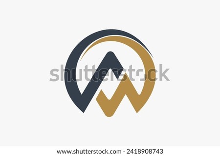 Initial Letter A Logo Concept. Black and Gold Swooshed triangle, isolated shape inside circle Logo Template. Usable for Corporate, company, Business Branding, Identity, that  Related with letter A.