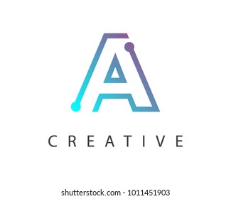 Initial Letter A logo Connected circle symbol. Design Template Element