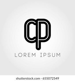 initial letter logo cp outline lowercase black logotype