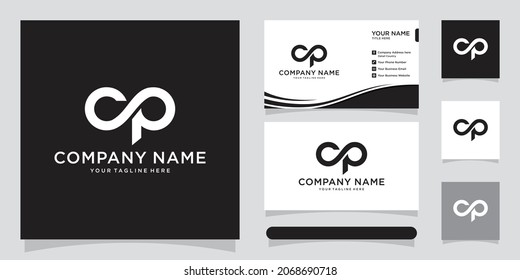 initial letter logo CP, PC, template logo design vector with business card design.