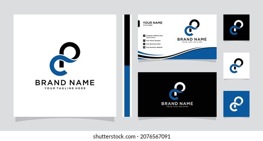 initial letter logo CP, PC, template logo design vector with business card design.