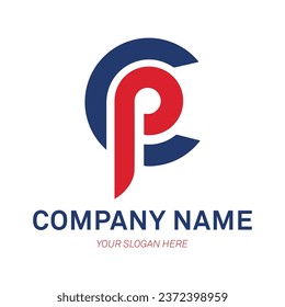 initial letter logo cp, pc, p inside c with blue and red logo.