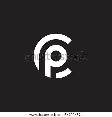 initial letter logo cp, pc, p inside c rounded lowercase white black background