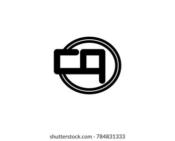 Initial letter logo cq lowercase in a black oval circle