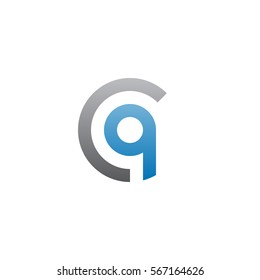 initial letter logo cq, qc, q inside c rounded lowercase blue gray