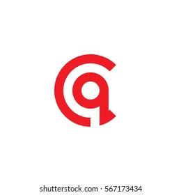 initial letter logo cq, qc, q inside c rounded lowercase red flat
