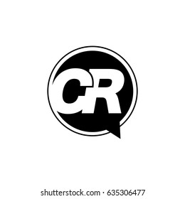 Initial letter logo cr inside speech bubble black