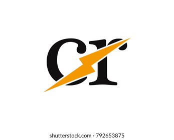 Initial letter logo cr lowercase thunder vector design