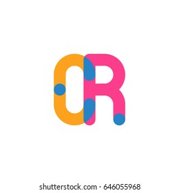 Initial letter logo CR overlapping round line, yellow blue magenta