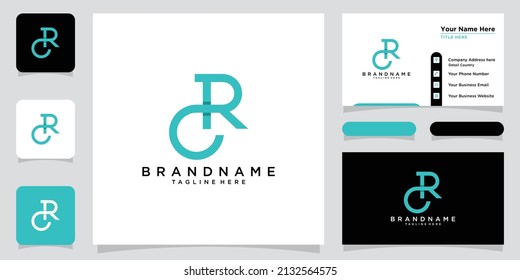 Initial letter logo CR, RC, template logo design vector with business card design