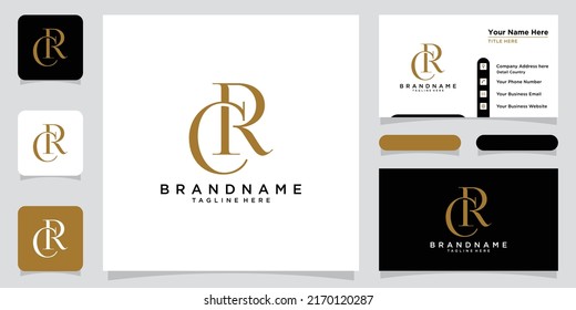 Initial letter logo CR, RC, template logo design vector with business card design