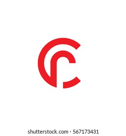 initial letter logo cr, rc, r inside c rounded lowercase red flat