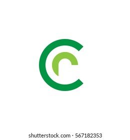 initial letter logo cr, rc, r inside c rounded lowercase green flat