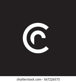 initial letter logo cr, rc, r inside c rounded lowercase white black background