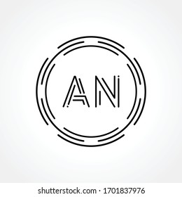 Initial AN Letter Logo With Creative Typography Vector Template. Abstract Technology Circle Letter AN Logo Design