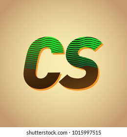 initial letter logo CS colored green and brown with striped composition, Vector logo design template elements for your business or company identity