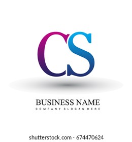initial letter logo CS colored red and blue, Vector logo design template elements for your business or company identity