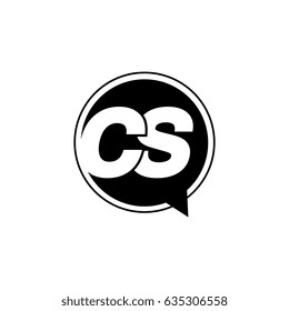 Initial letter logo cs inside speech bubble black