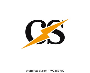 Initial letter logo cs lowercase thunder vector design