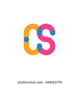 Initial letter logo CS overlapping round line, yellow blue magenta