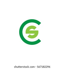 initial letter logo cs, sc, s inside c rounded lowercase green flat