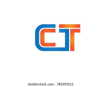 

initial letter logo ct, tc, t inside c rounded lowercase blue orange