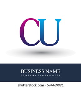 initial letter logo CU colored red and blue, Vector logo design template elements for your business or company identity