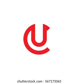 initial letter logo cu, uc, u inside c rounded lowercase red flat