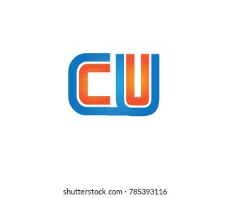 

initial letter logo cu, uc, u inside c rounded lowercase blue orange