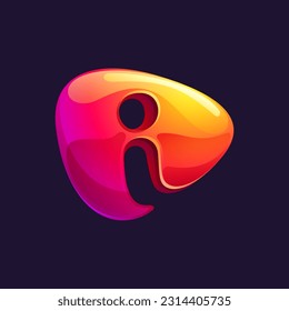 Initial letter I logo cut out of triangle sphere shape. Multicolor metallic arrow icon template. Abstract vector design element. Perfect for play button, fintech identity, sport emblem, delivery app.