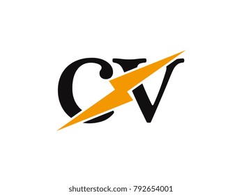 Initial letter logo cv lowercase thunder vector design