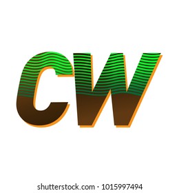 initial letter logo CW colored green and brown with striped composition, Vector logo design template elements for your business or company identity