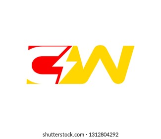 Initial letter logo CW thunder vector design