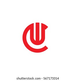 initial letter logo cw, wc, w inside c rounded lowercase red flat