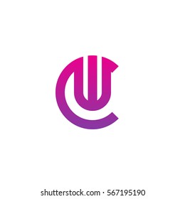 initial letter logo cw, wc, w inside c rounded lowercase purple pink