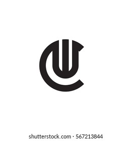 initial letter logo cw, wc, w inside c rounded lowercase black monogram