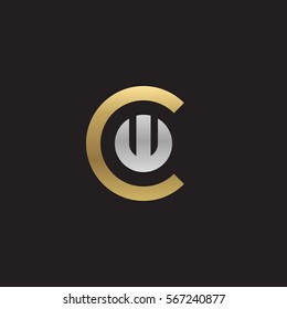 initial letter logo cw, wc, w inside c rounded lowercase logo gold silver