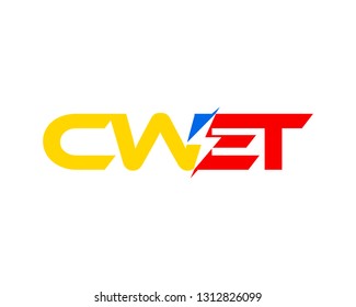 Initial letter logo CWET thunder vector design