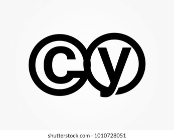 Initial letter logo cy lowercase related in circles black