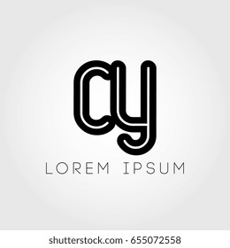 initial letter logo cy outline lowercase black logotype