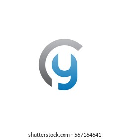 initial letter logo cy, yc, y inside c rounded lowercase blue gray