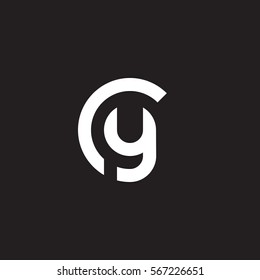 initial letter logo cy, yc, y inside c rounded lowercase white black background