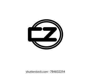 Initial letter logo cz lowercase in a black oval circle