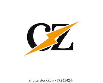 Initial letter logo cz lowercase thunder vector design