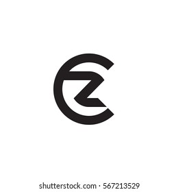 initial letter logo cz, zc, z inside c rounded lowercase black monogram